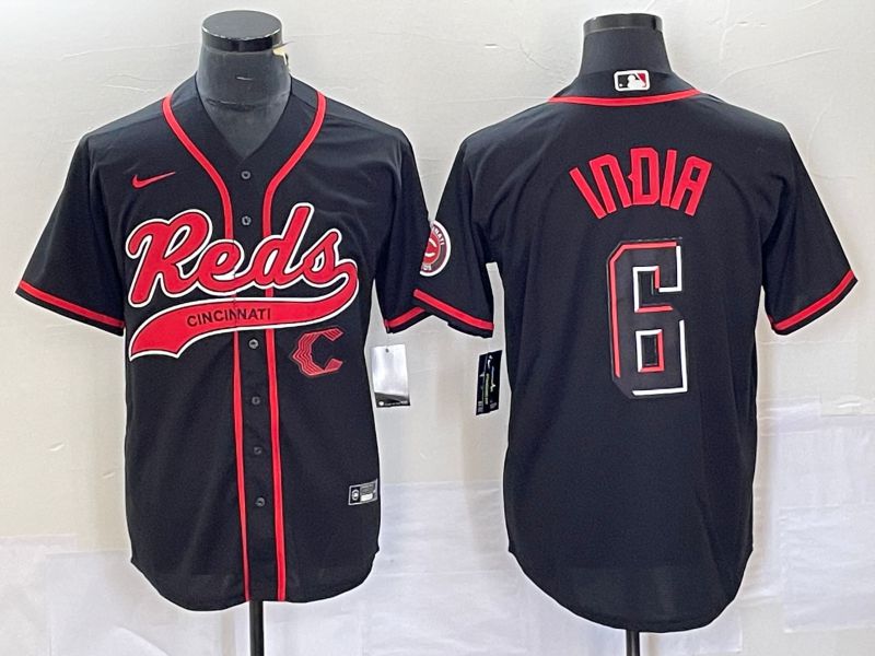 Men Cincinnati Reds #6 India Black Co Branding Nike Game MLB Jersey style 4->cincinnati reds->MLB Jersey